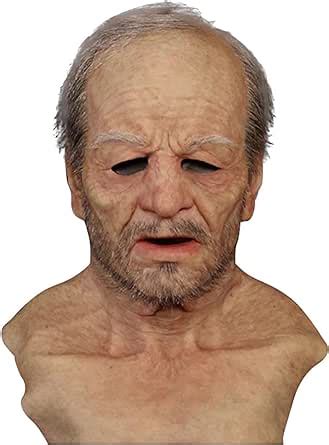 Amazon.com: Halloween Old Man Mask Funny Scary Grandpa Wrinkle Mask ...