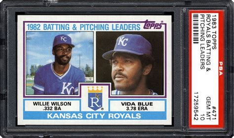 1983 Topps Royals Batting & Pitching Leaders (Willie Wilson/Vida Blue ...