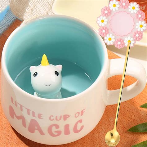 Cute Animal Coffe Mug with Animal Inside Animal Print Stuff Mugs with Spoon 12 Oz Tea Cups ...