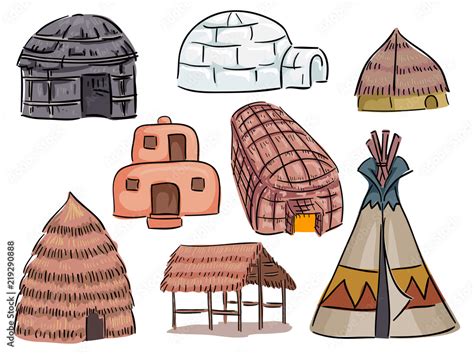 Native American Houses Illustration Stock Vector | Adobe Stock