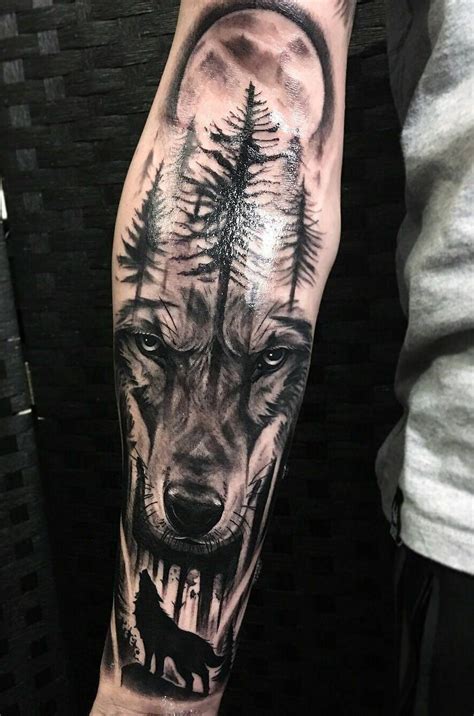 Beautiful Black & Gray Wolf Tattoo