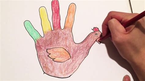 Draw a thanksgiving turkey with your hand | Turkey hand drawing, Turkey ...