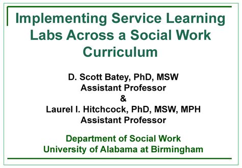 Service Learning Labs: Integrating experiential learning across a BSW ...