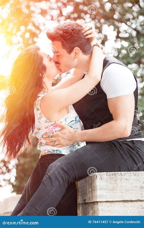 Beautiful Couple Kissing And Love. Loving Relationship And Feeling. Stock Image - Image: 76411457