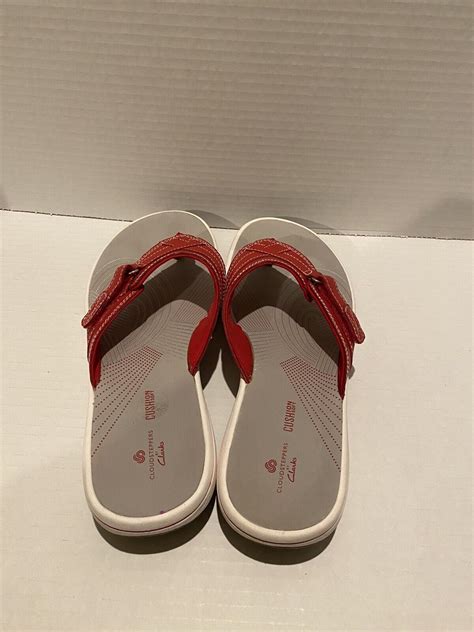 Clarks Cloudsteppers Flip Flops Comfort Sandals Red A… - Gem