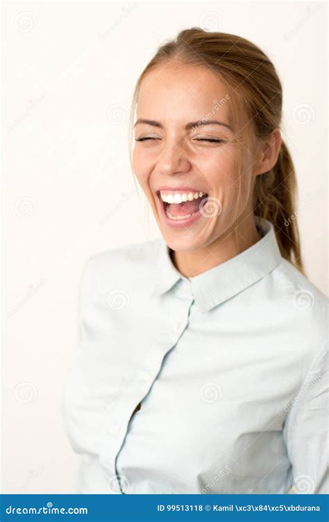 Laughing Woman stock photo. Image of female, enthusiastic - 99513118