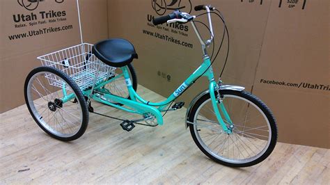 Utah Trikes - Sun Adult Trike 24-inch w/basket Metallic Mint