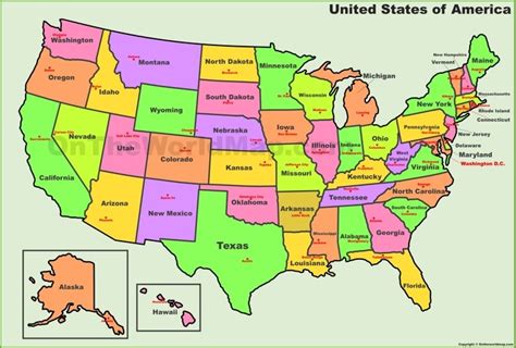 U.S. States And Capitals Map - Ontheworldmap.com