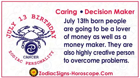 July 13 Zodiac (Cancer) Horoscope Birthday Personality and Lucky Things