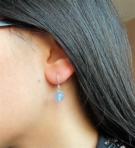 Aquamarine Dangle Earrings 925 Sterling Silver Dainty - Etsy