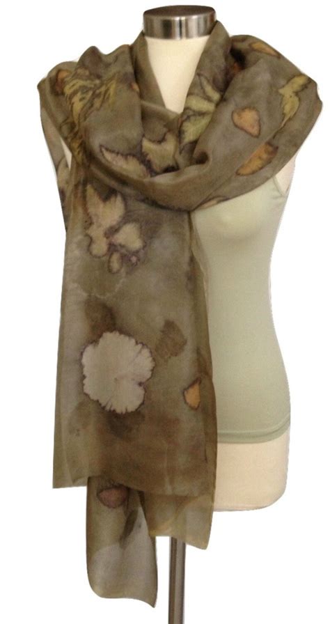 Brown Silk Scarf Silk Scarf Fashion Scarves Eco Print Hand - Etsy Israel