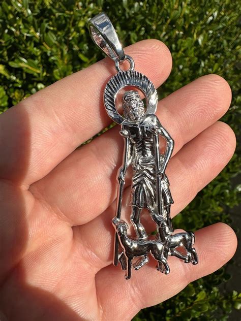 Real 925 Silver Saint St Lazarus Necklace Pendant Plain 1"-2.75" San Lazaro Mens