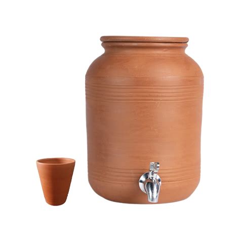 Village Decor Handmade Earthen Clay Water Pot | Clay Beverage Dispenser ...