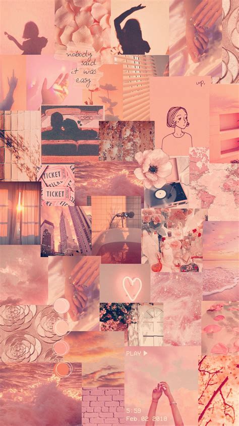 #peach #retro #pink #collage #aesthetic #rosegold #travel #flower Pastel Iphone Wallpaper, Peach ...