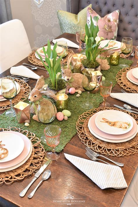 Green and Blush Pink Easter Table Setting | Easter table settings ...