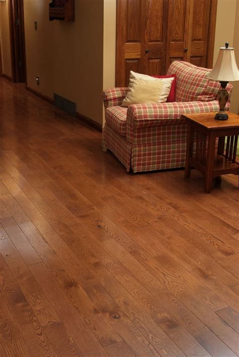 4" Character Grade White Oak flooring with traditional cherry stain and ...