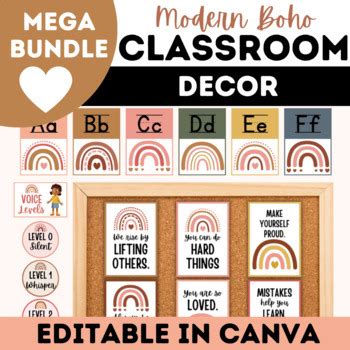 Editable Modern Boho Classroom Decor by Editable Resources by Sylph Creatives