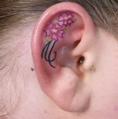 Floral Tattoo Inside Ear | Best Tattoo Ideas Gallery