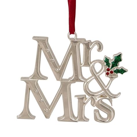 3.75" Silver "Mr and Mrs" Christmas Ornament with Holly Leaves - Walmart.com - Walmart.com