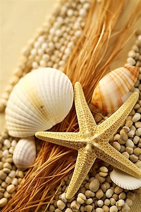 Starfish And Shells For Woven Coast Background Wallpaper Image For Free Download - Pngtree