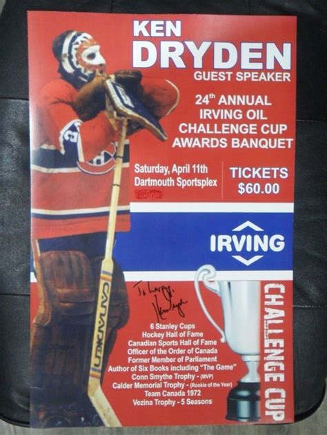 Ken Dryden autograph 17x11 Irving Oil Awards Banquet poster | eBay