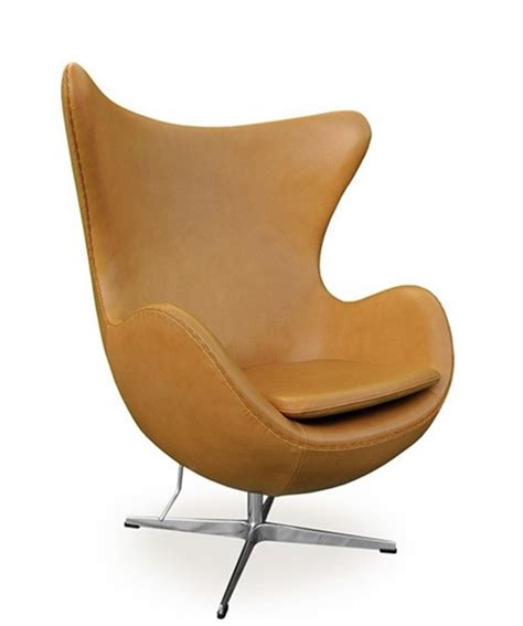 Arne Jacobsen Style Egg Chair Leather Brown Coffee / Tan | Furniture ...