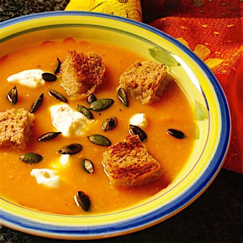 Creamy Caramelized Onion and Squash Soup with Croutons - GreenStar