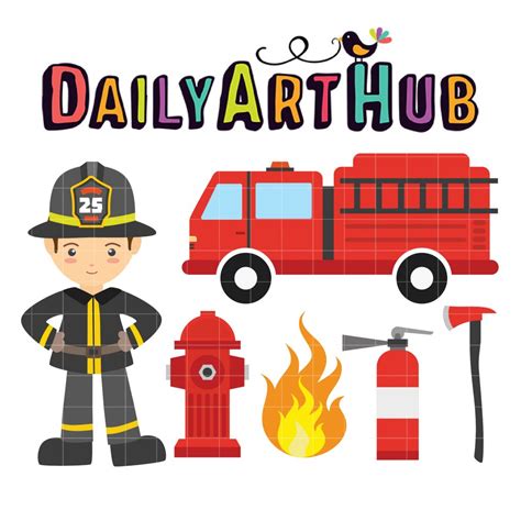 Fireman Equipment Set Clip Art Set – Daily Art Hub // Graphics ...