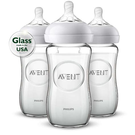 Philips Avent Natural Glass Baby Bottle, 8oz, 3pk, SCF703/37 - Walmart ...