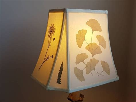 Pressed Flower Artwork Lampshade - Spider bell lamp shade made w/ real dried flowers. Queen Anne ...