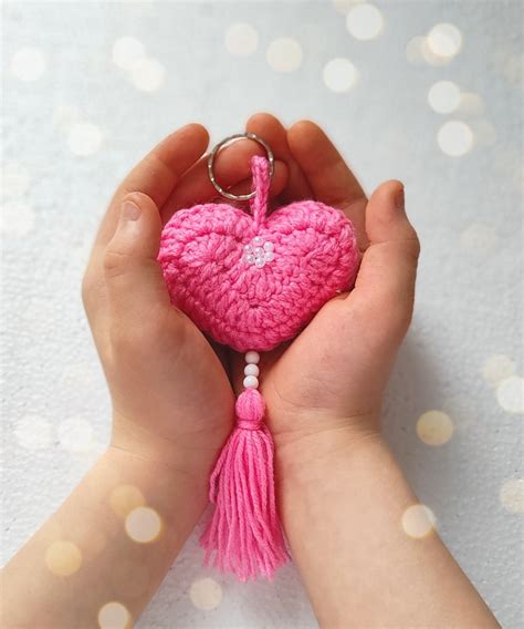 Heart Free Crochet Pattern Keychain Valentine's Day Gift - Etsy