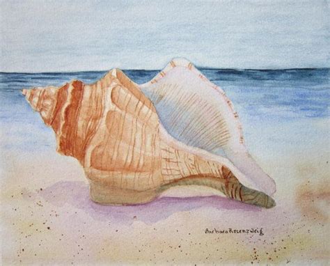 Original Sea Shell Watercolor Painting Art by BarbaraRosenzweig, $190. ...