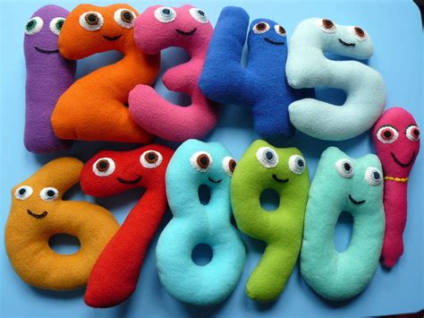 Handmade soft toy number set 0 to 9, large 9inch / 23 cm, safe for all ...