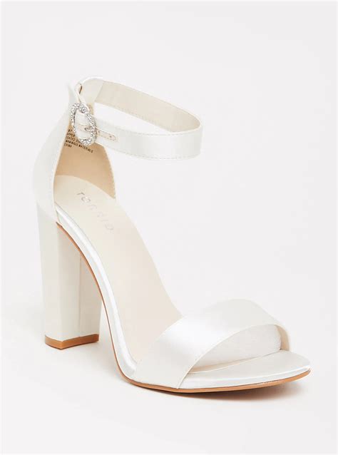 Staci - Ivory Satin Ankle Strap Tapered Heel (WW) | Strap heels, Ankle strap sandals heels ...