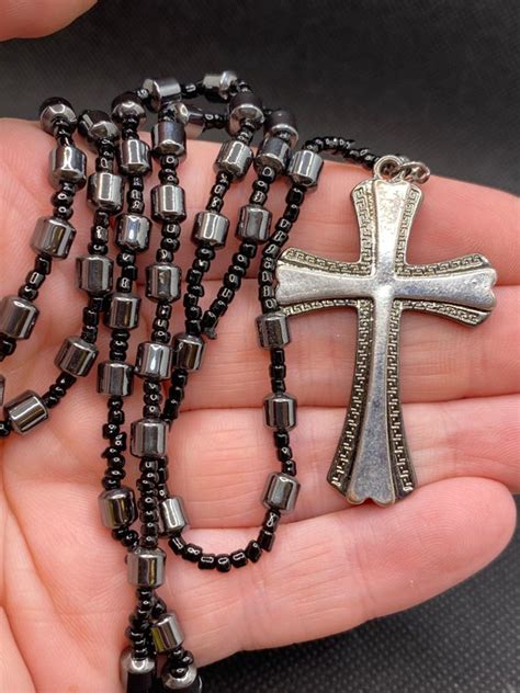 Vintage rosary beads, cross - Gem