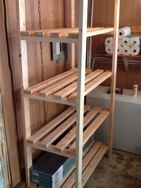 My 2x4 storage shelves, altered from Ann Whites plan to accommodate ...