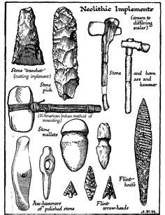 These neolithic tools include; stone mallets and hammers, flint knives, stone pics etc.