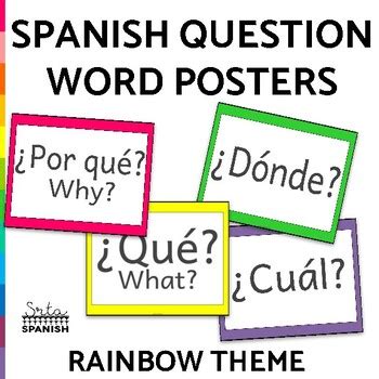 Spanish Question Word Posters Rainbow Theme - Srta Spanish