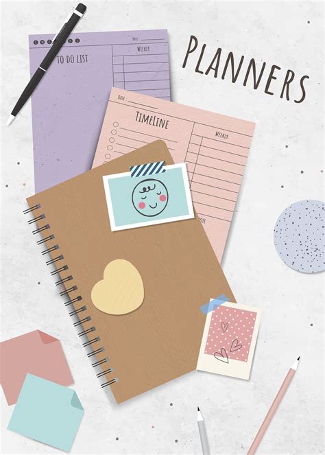 Colorful stationery planner set vector | Premium Vector - rawpixel