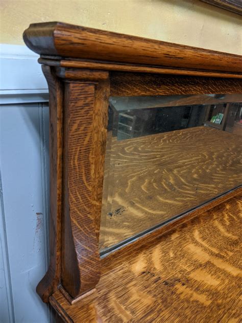 Oak Buffet Sideboard with Mirror | Lion Claw Feet | Tiger Grain ...