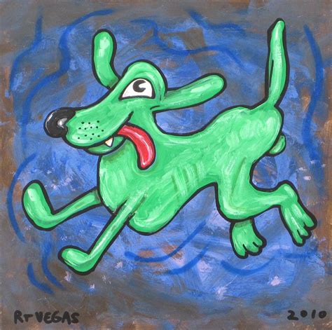 Green Dog B Painting by RT Vegas - Fine Art America