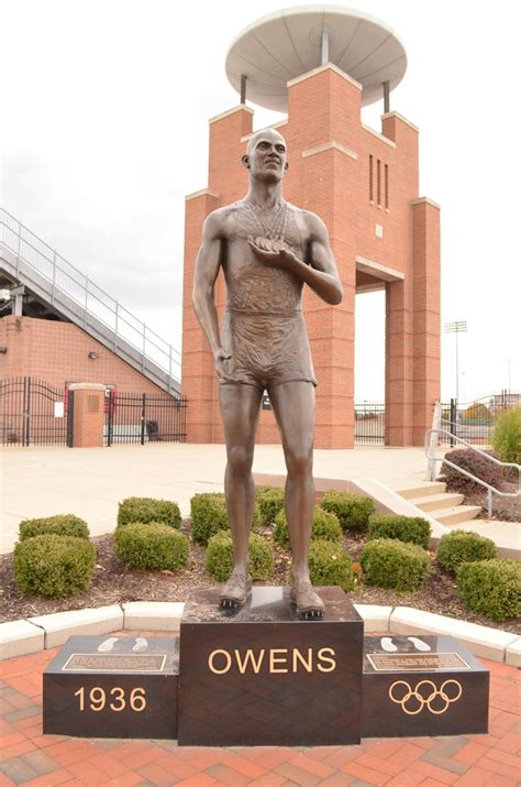 Statue of Jesse Owens outside his track stadium at The Ohio State University, his Alma Mater ...