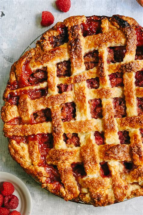 Rhubarb Raspberry Lattice Pie - Joanne Eats Well With Others