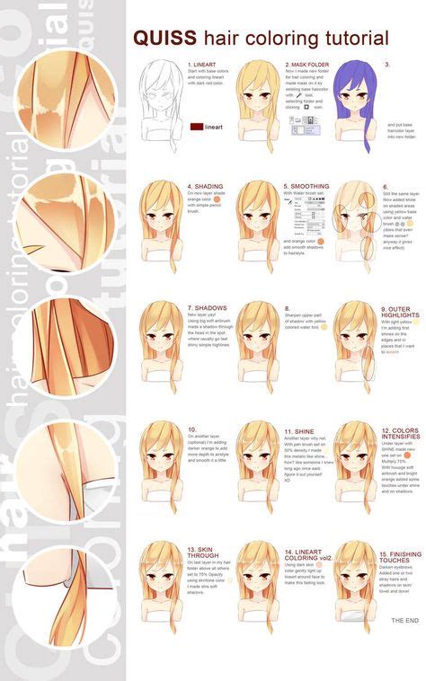 Hair coloring tutorial by Quiss | How to draw hair, Digital painting tutorials, Coloring tutorial