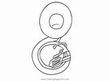 Tuba Coloring Pages Instruments Printable Musical Drawing Instrument  sketch template