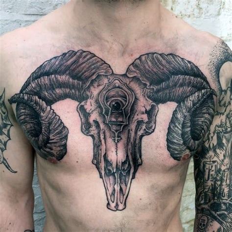 100 Ram Tattoo Designs For Men - Bighorn Sheep Ink Ideas Skull Face ...