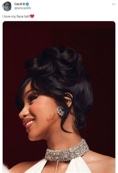 Cardi B's fans divided after rapper shares first close-up photos of new face tattoo as some ...