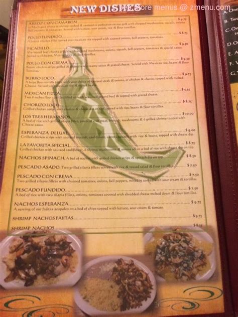 Menu at La Esperanza Mexican Restaurant, Middlesboro, 471 N 12th St