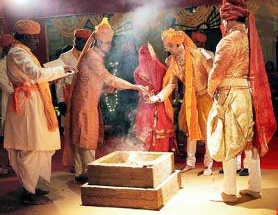 Prince of Jodhpur, Yuvraj Shivraj Singh during his wedding ceremony with Gayatri Kumari of Askot ...