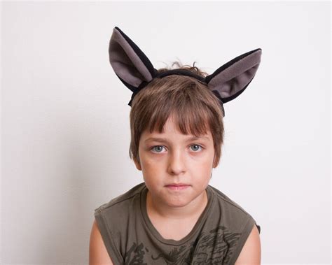 Bat Ears Headband, Bat Costume, Black and Gray Ears Head Band, Children ...